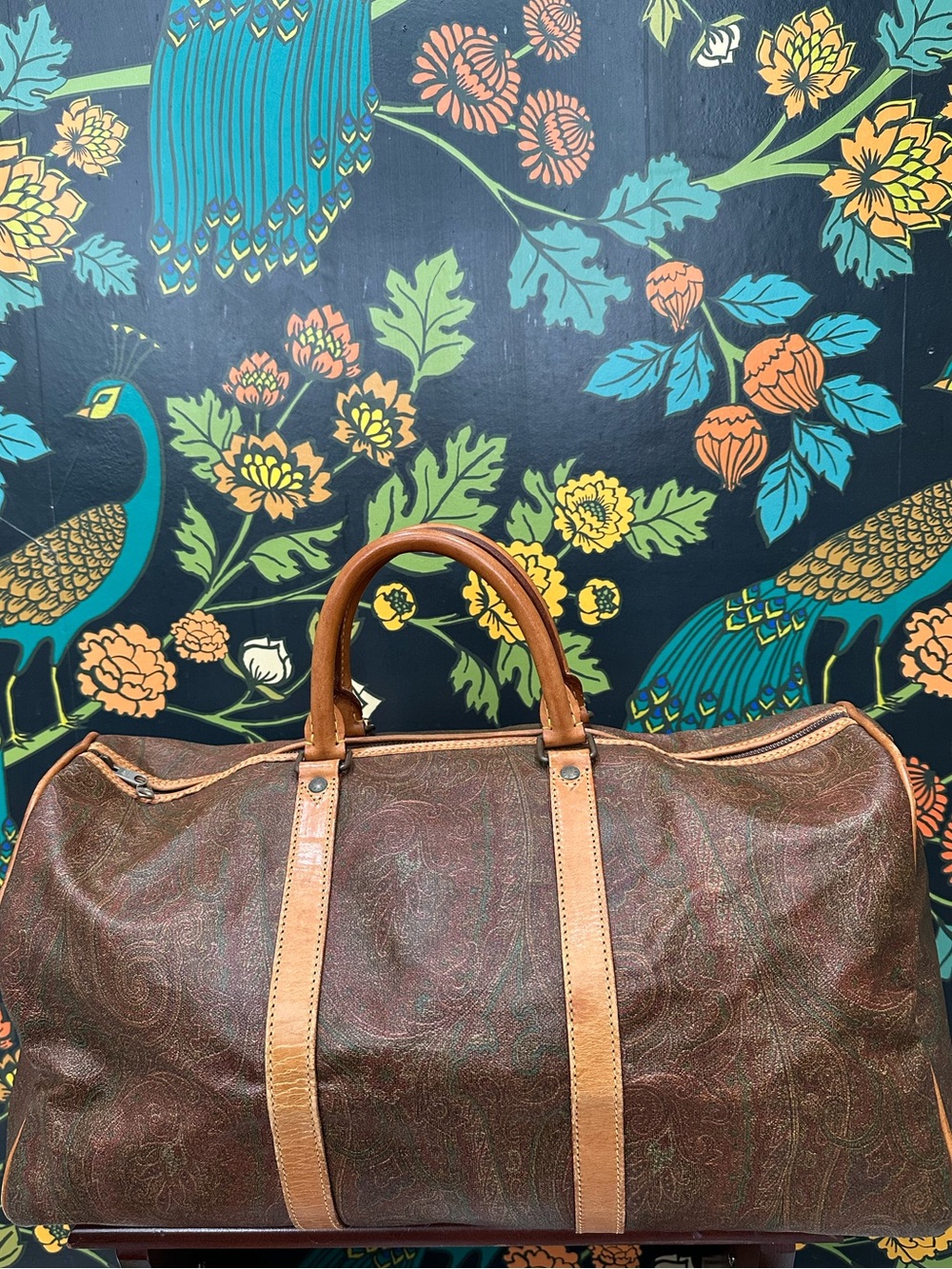 Vintage Etro Milano Arnica Paisley Weekender Duffle Bag Made in Italy - Picture 3 of 14